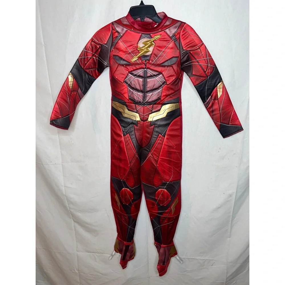 Justice League The Flash Superhero Costume Kids Red Jumpsuit‎ with Mask